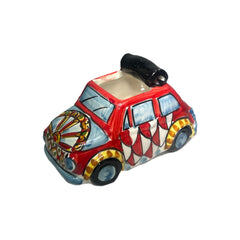 Fiat 500 Cabriolet Vehicle in Ceramic From Caltagirone 11x6.5x7cm