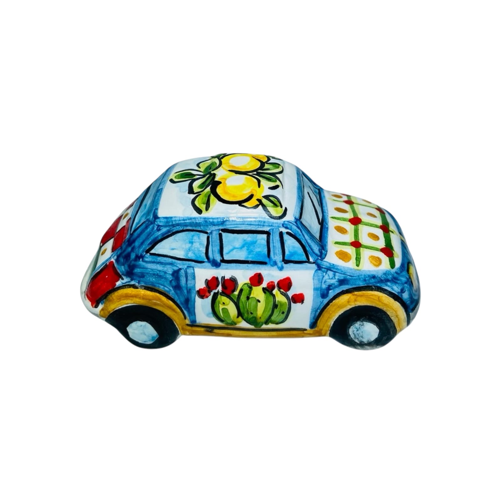 Fiat 500 Vehicle in Ceramic from Caltagirone 8x4cm