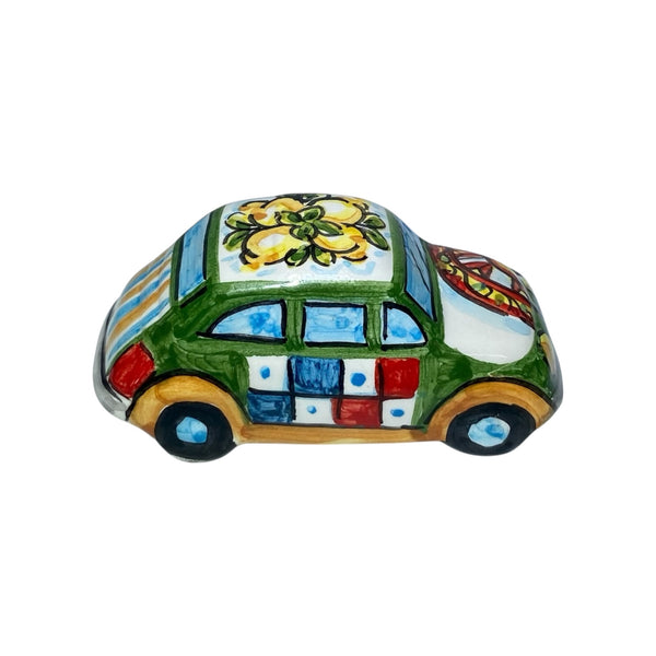 Fiat 500 Vehicle in Ceramic From Caltagirone 8x4cm