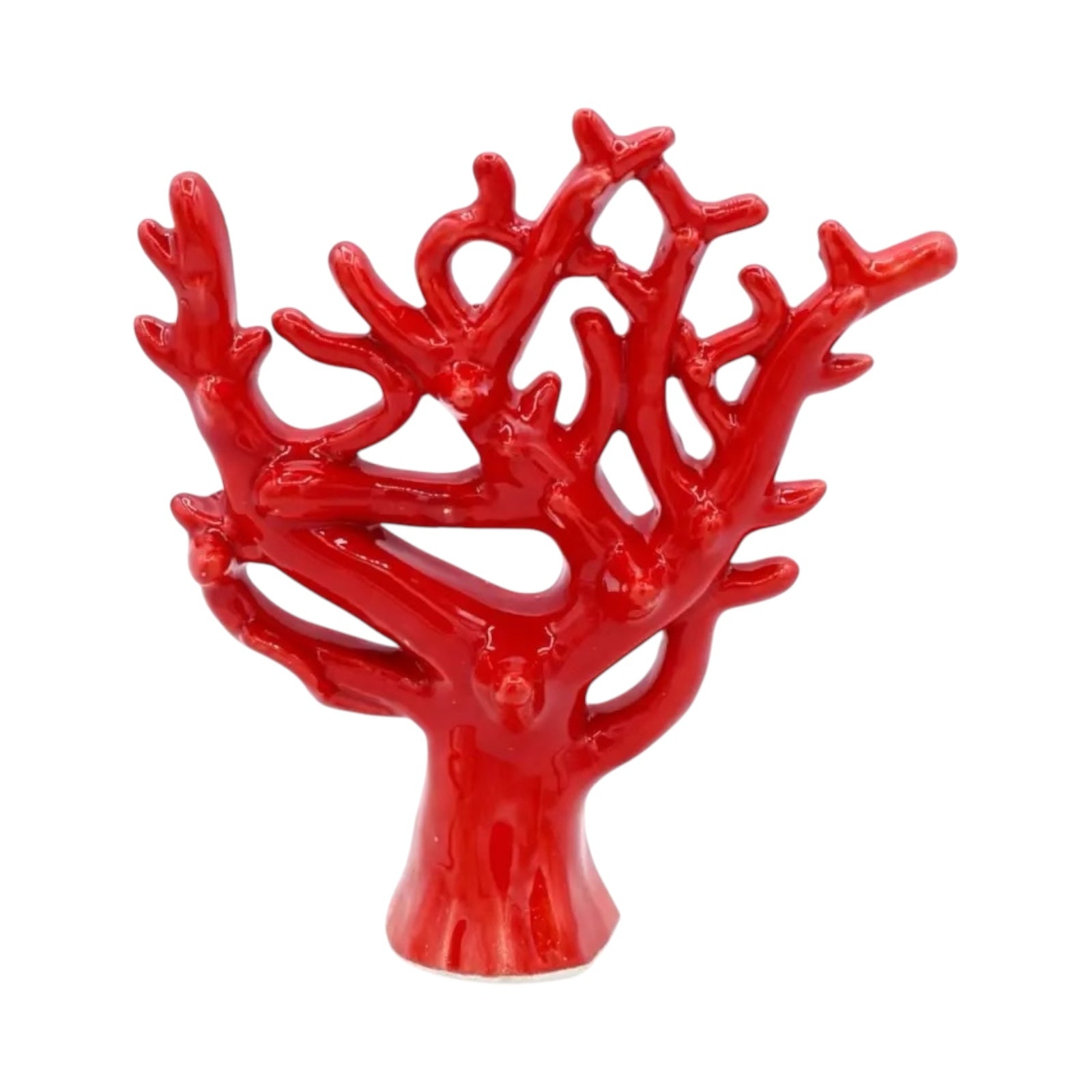 Coral Branch in Caltagirone Ceramic In Red color 20cm.