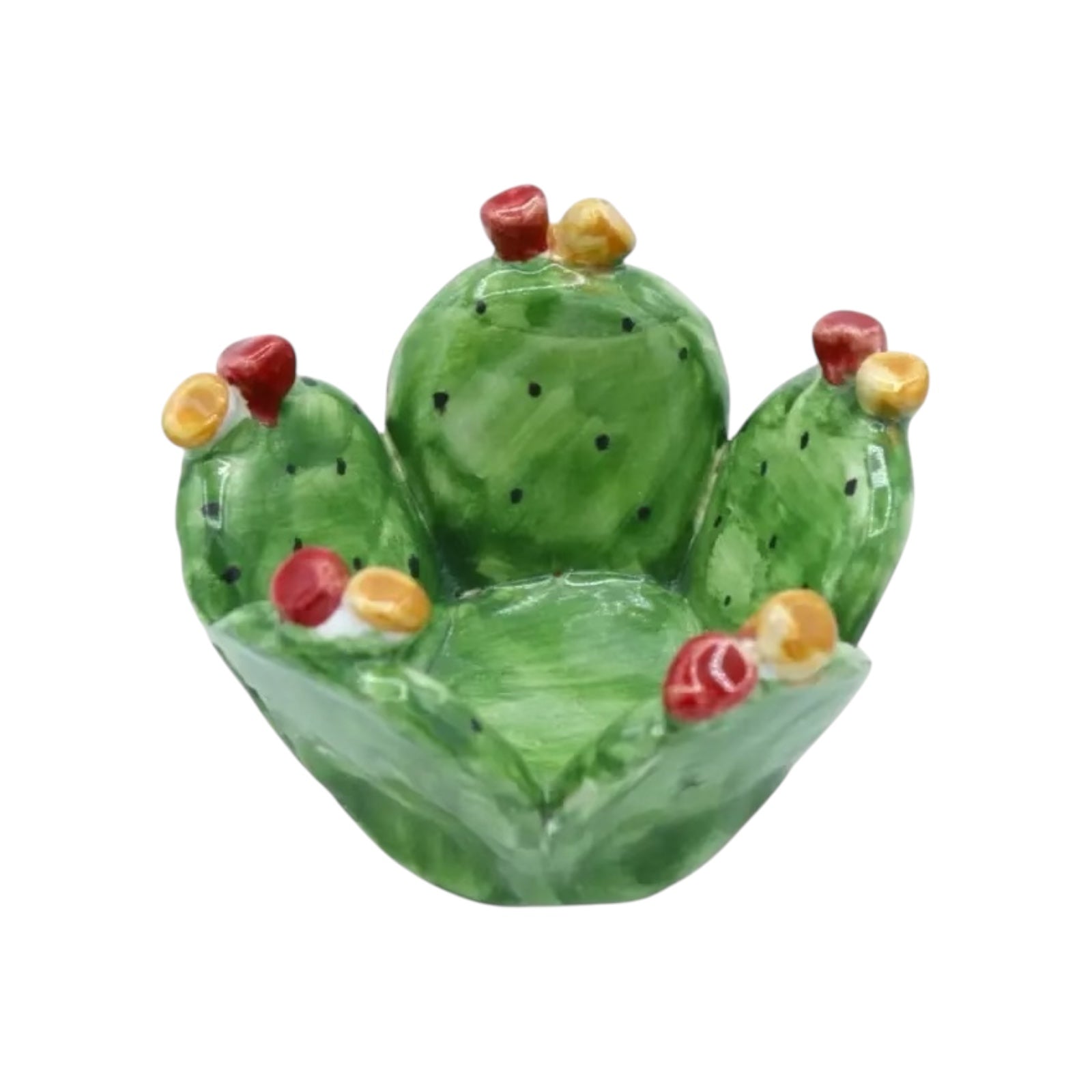 Prickly Pear Bowl Empty Pockets or Candy Holder, in Caltagirone Ceramic Height 6cm, Width 9.5cm