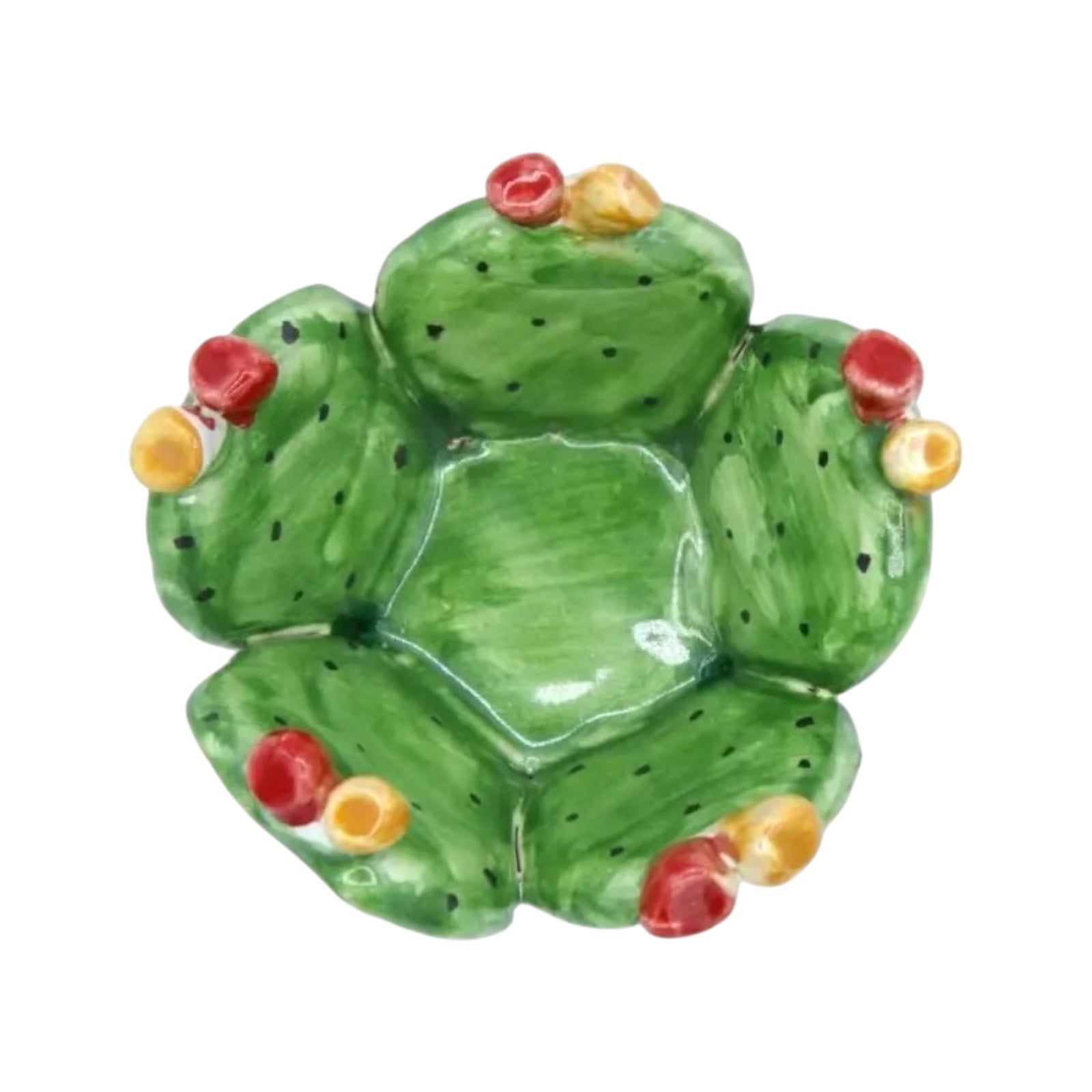 Prickly Pear Bowl Empty Pockets or Candy Holder, in Caltagirone Ceramic Height 6cm, Width 9.5cm