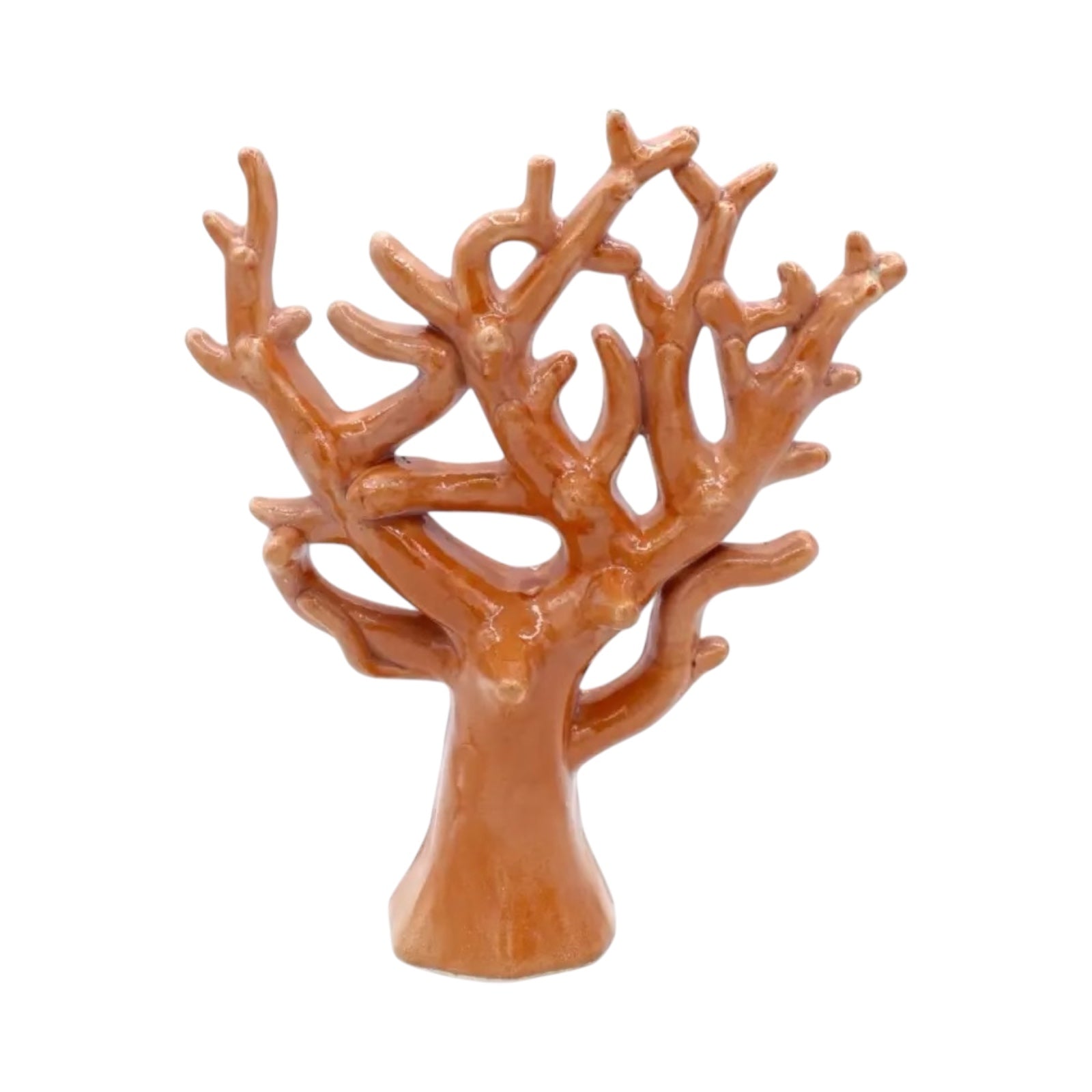 Coral branch in Caltagirone ceramic In Coral  color 20cm.