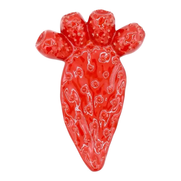 Sicilian Ceramic Wall Prickly Pear Shovel, h 20 cm x 13 cm approx. Red Color