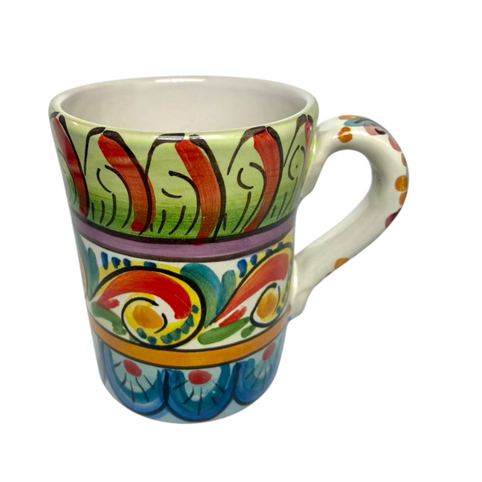 Mug with Handle in Caltagirone Ceramic, h 10 cm  Multicolored Baroque Decor