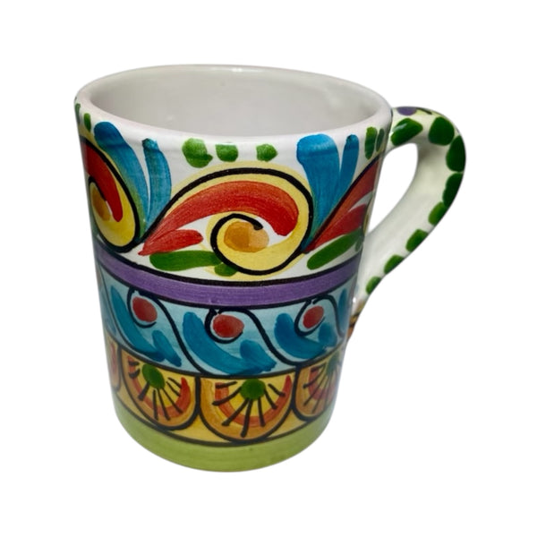 Mug with Handle in Caltagirone Ceramic, h 10 cm Multicolored Baroque Decor