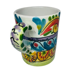 Mug with Handle in Caltagirone Ceramic, h 10 cm Multicolored Baroque Decor