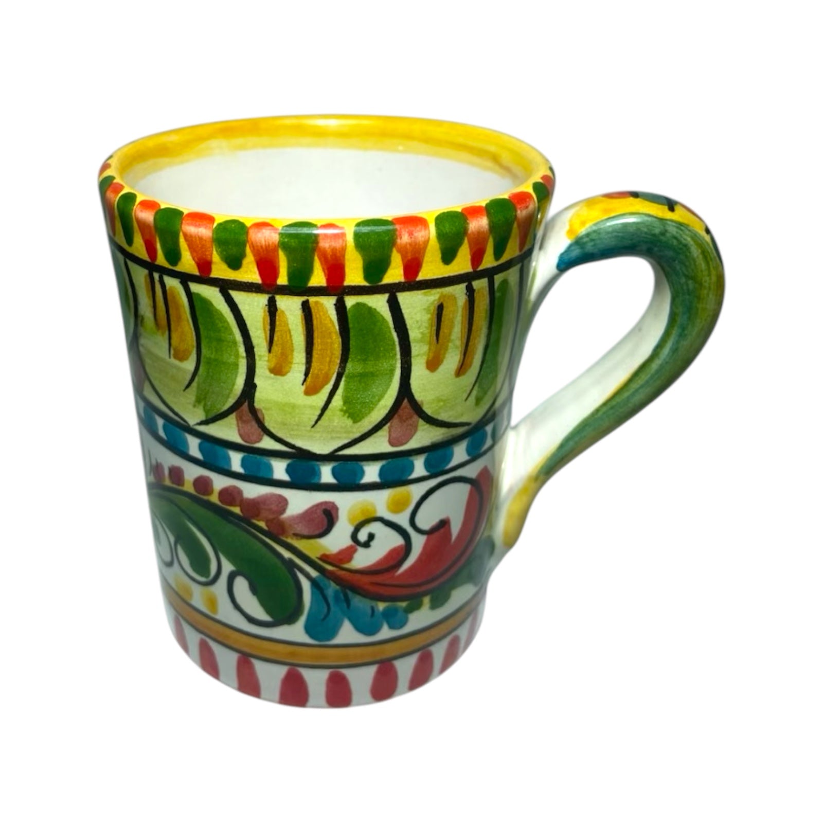 Mug with Handle in Caltagirone Ceramic, h 10 cm Multicolored Baroque Decor