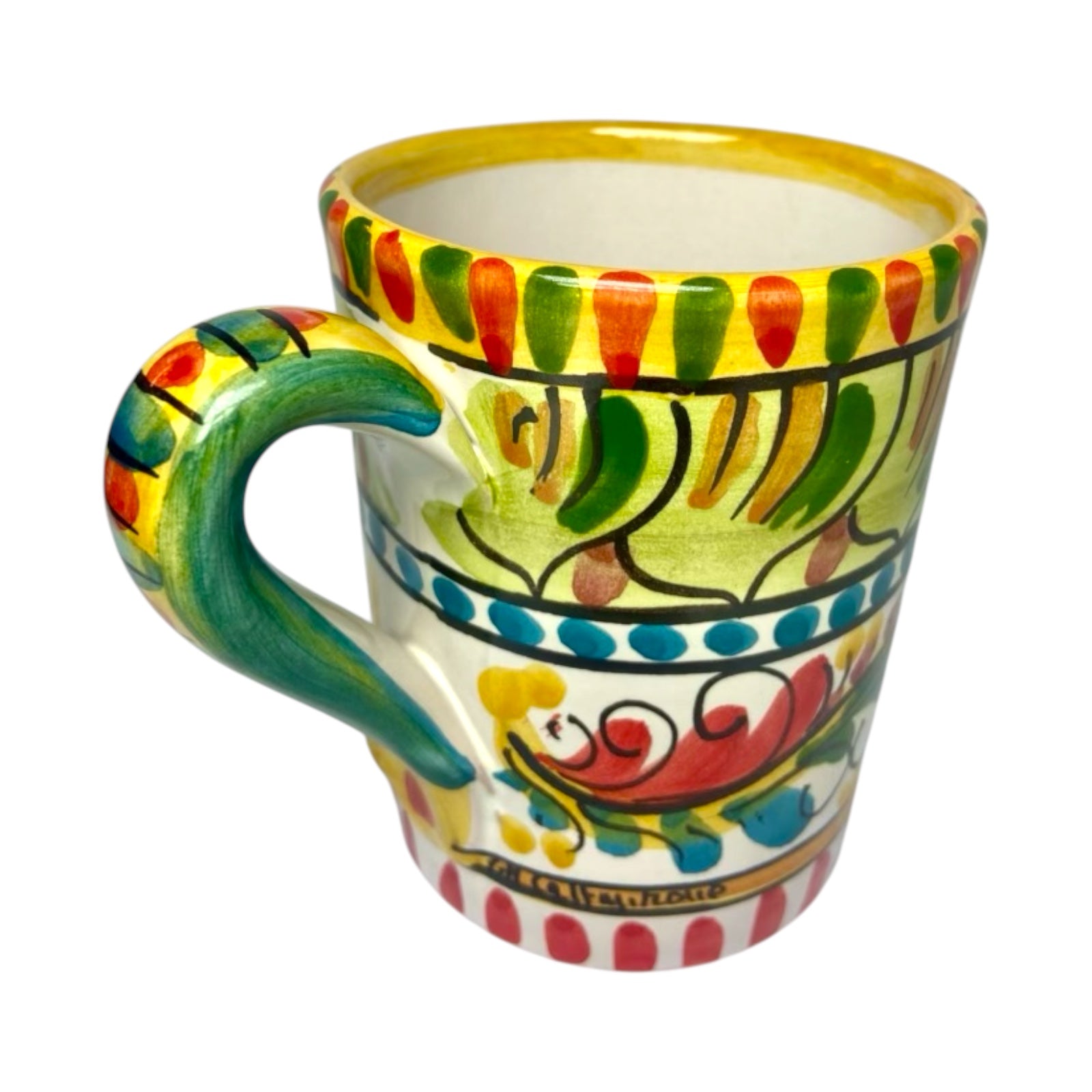 Mug with Handle in Caltagirone Ceramic, h 10 cm Multicolored Baroque Decor