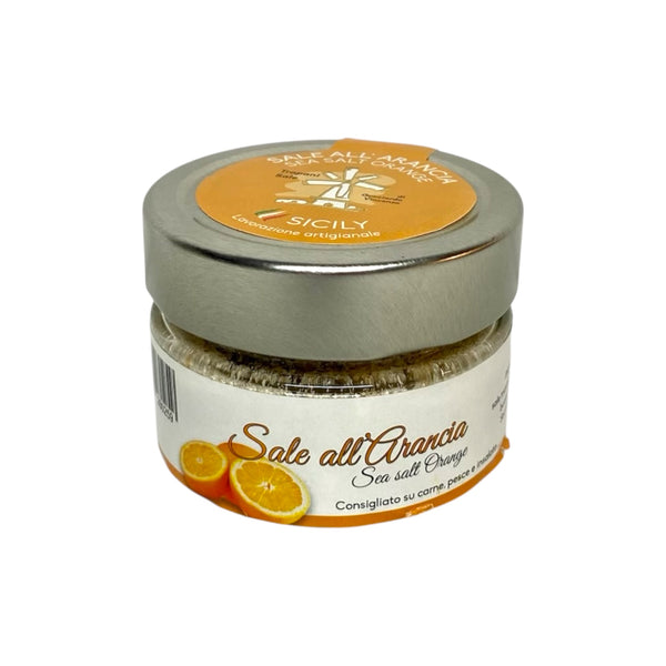 Trapani Sale Sale all’arancia 
Sea salt orange Glass jar 
90g