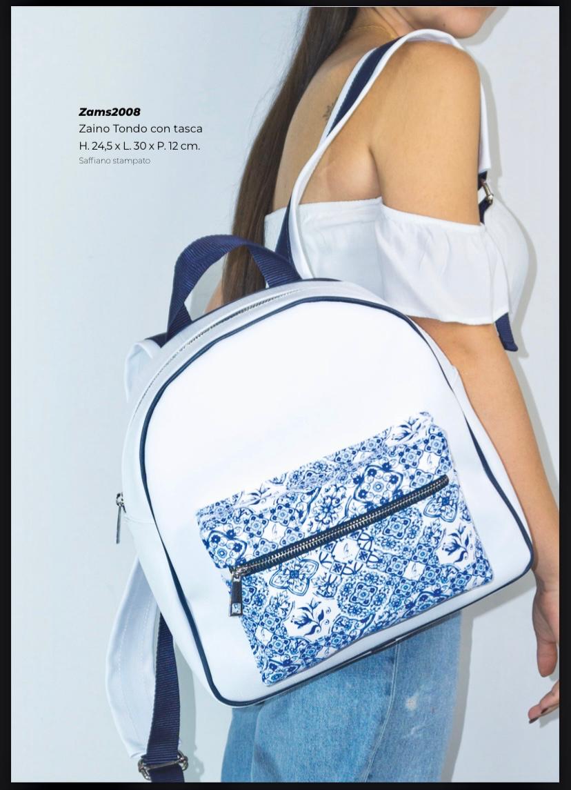 Pikla Classic Blue & White Tile Backpack – Timeless Elegance in Every Detail