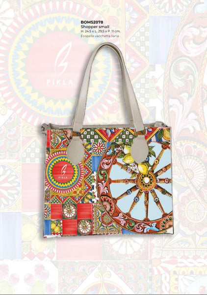 Pikla Sicilian Patchwork Shopper – Compact Style with Bold Heritage