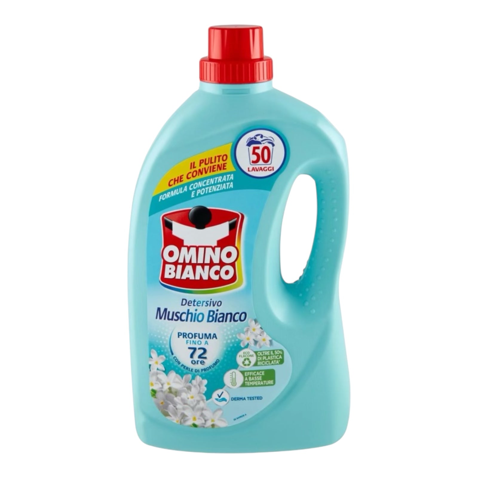 Omino Bianco Detersivo Lavatrice Liquido Laundry liquid detergent Muschio Bianco White Musk 50 Lavaggi 2000 ml