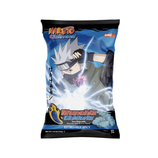 Naruto Munchiz Chidoriz Blue Hot Chilli & Lime Corn Chips 110g