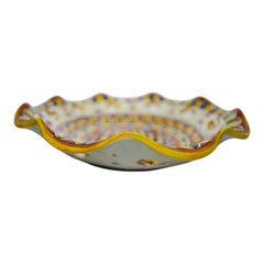 Scalloped Centerpiece with Sicilian Carretto  Siciliano Decoration - diameter about 30 cm