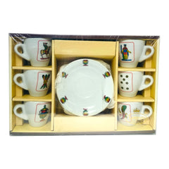 Set of 12 Espresso Cups & Saucers, Service For Six Italian Cards