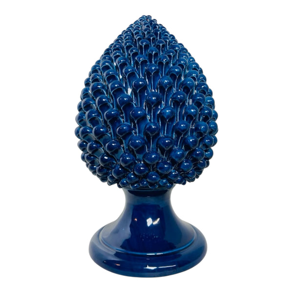 Pine Cone in Fine Caltagirone ceramic Ancient Blue 40cm