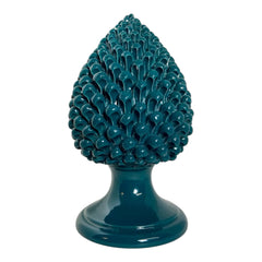 Pine Cone in fine Caltagirone Ceramic Teal Green 34cm