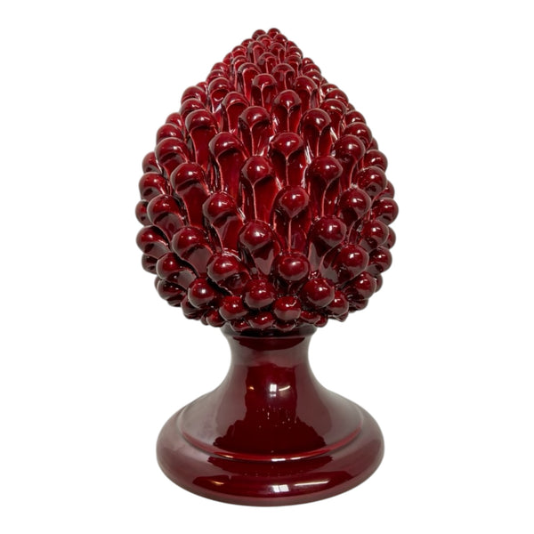 Pine Cone in Fine Caltagirone ceramic Bordeaux 30cm