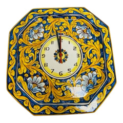 Caltagirone ceramic clock octagonal shape L 30 x 30 cm approx