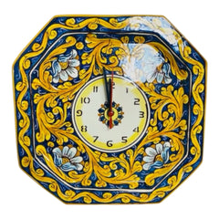 Caltagirone ceramic clock octagonal shape L 30 x 30 cm approx