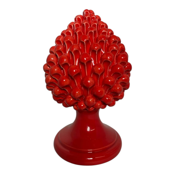 Pine Cone in fine Caltagirone Ceramic Red 26cm