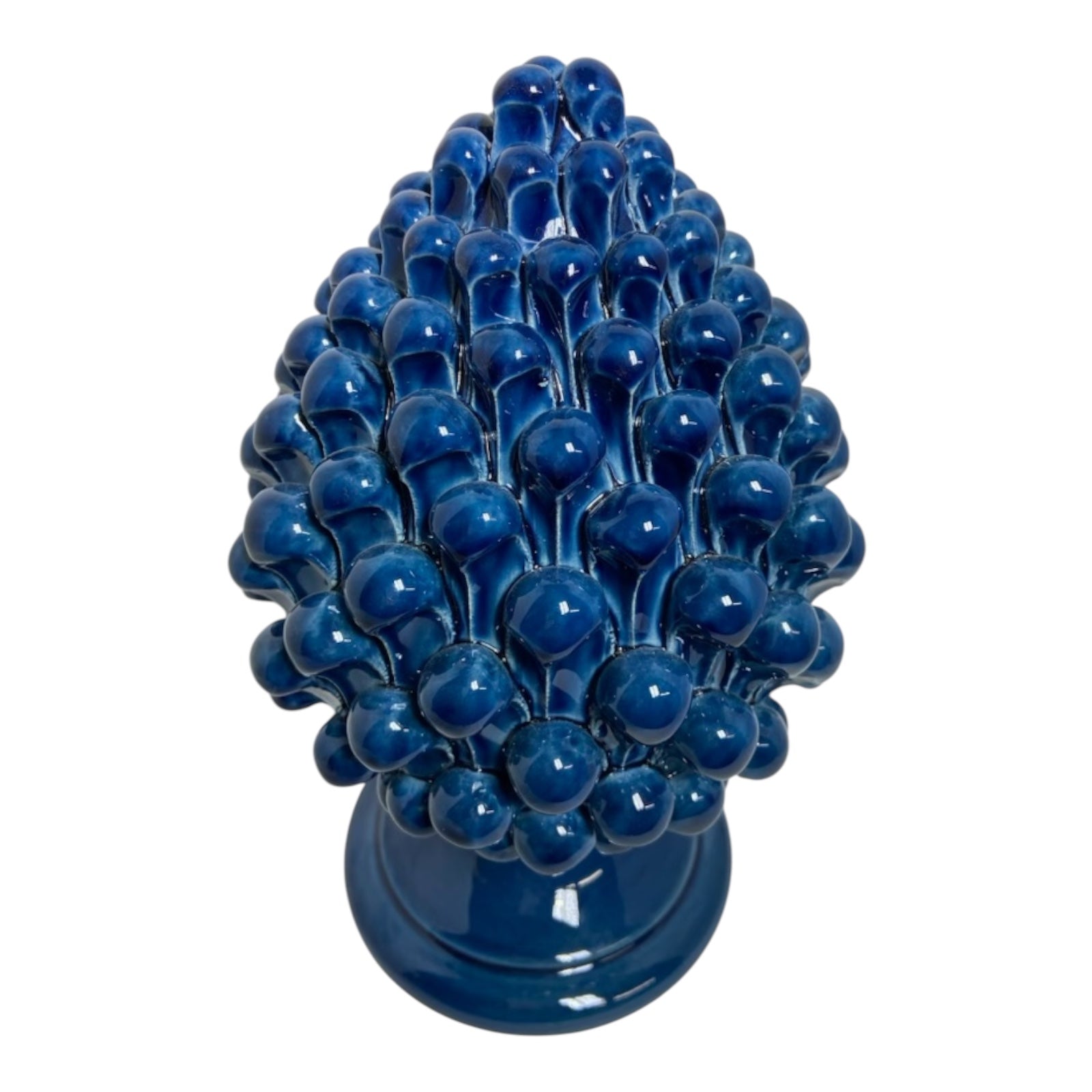 Pine Cone in fine Caltagirone Ceramic Blue 26cm