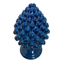 Pine Cone in fine Caltagirone Ceramic Blue 26cm