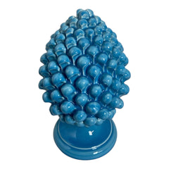 Pine Cone in fine Caltagirone ceramic Light Blue 26cm