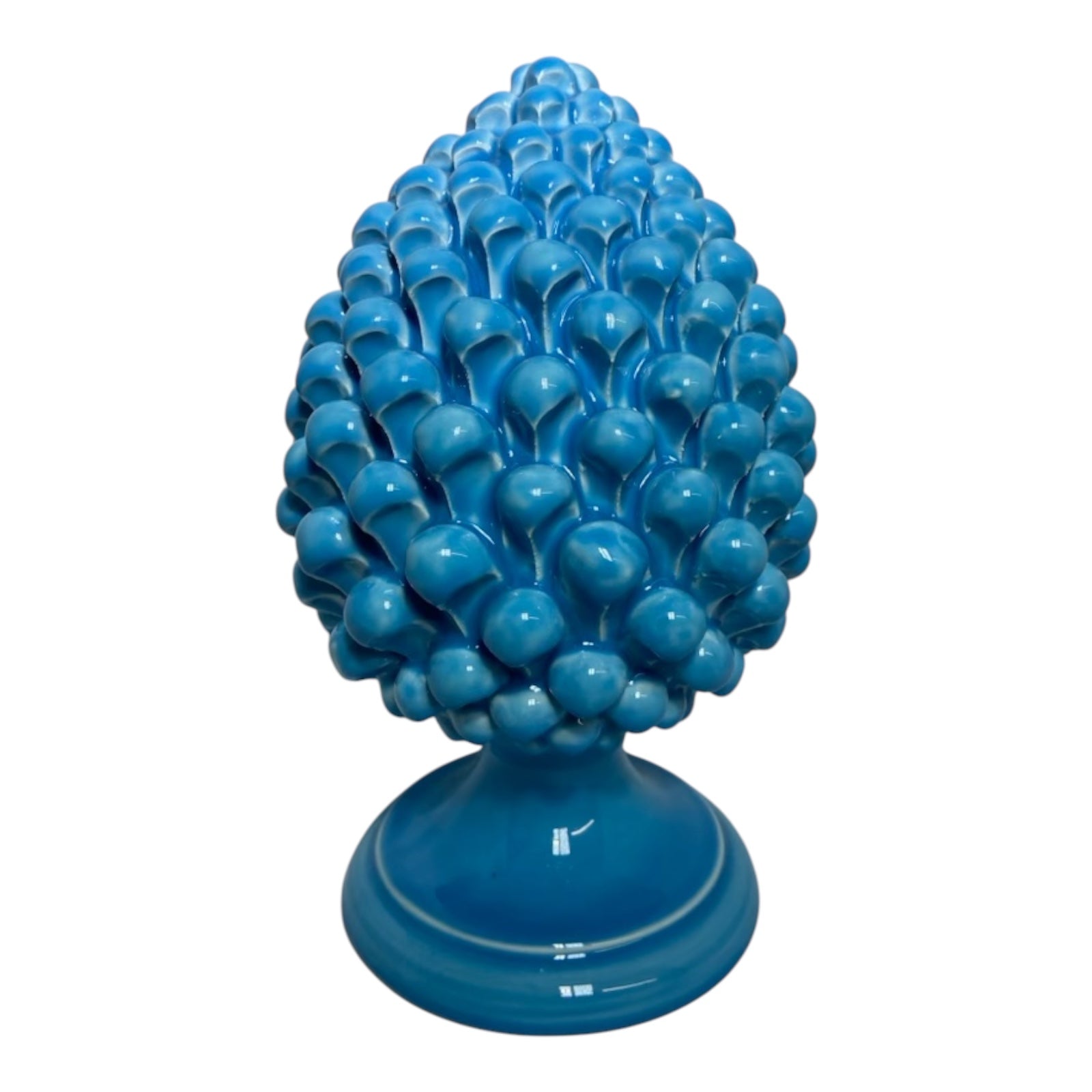 Pine Cone in fine Caltagirone ceramic Light Blue 26cm