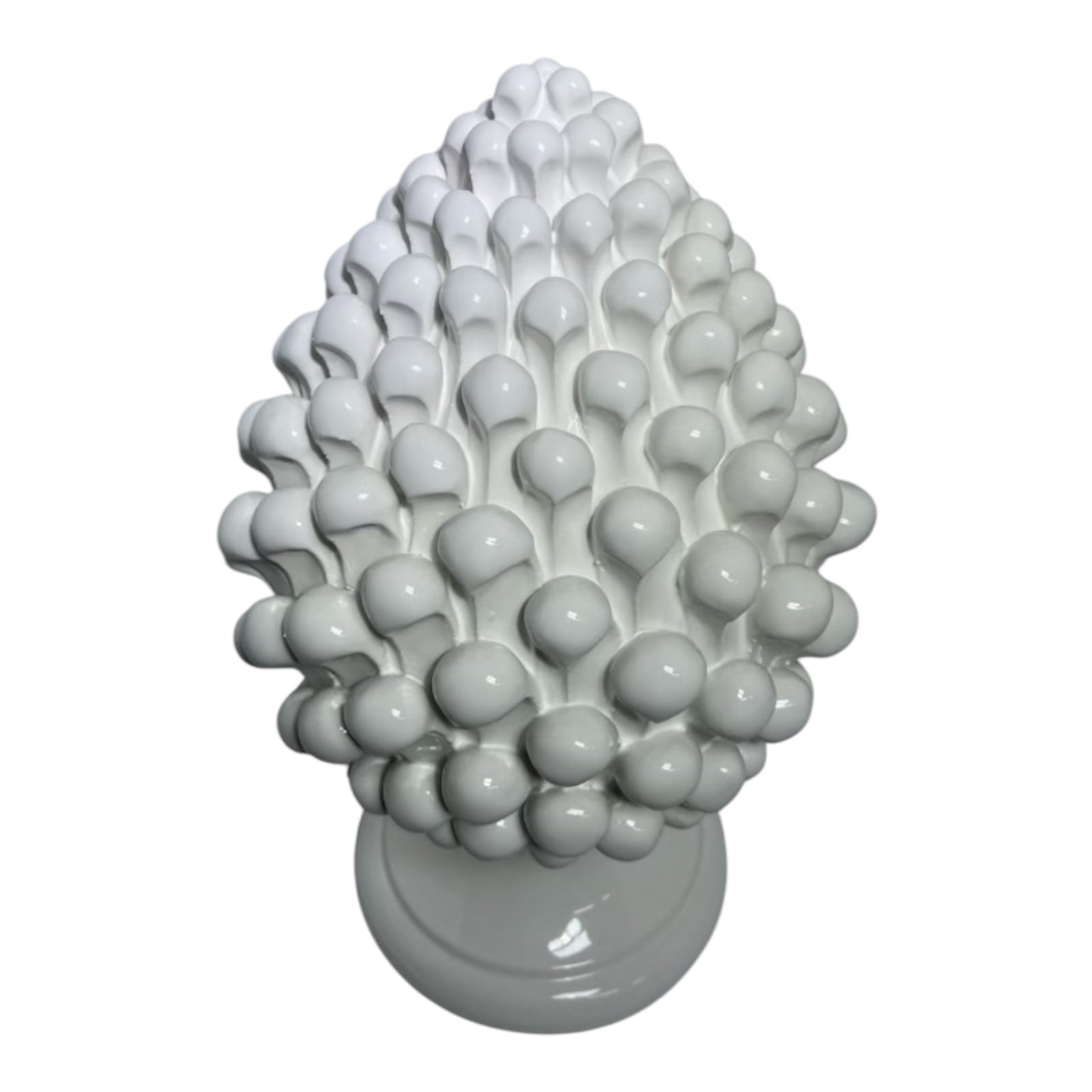 Pine Cone in fine Caltagirone Ceramic White Color 30cm