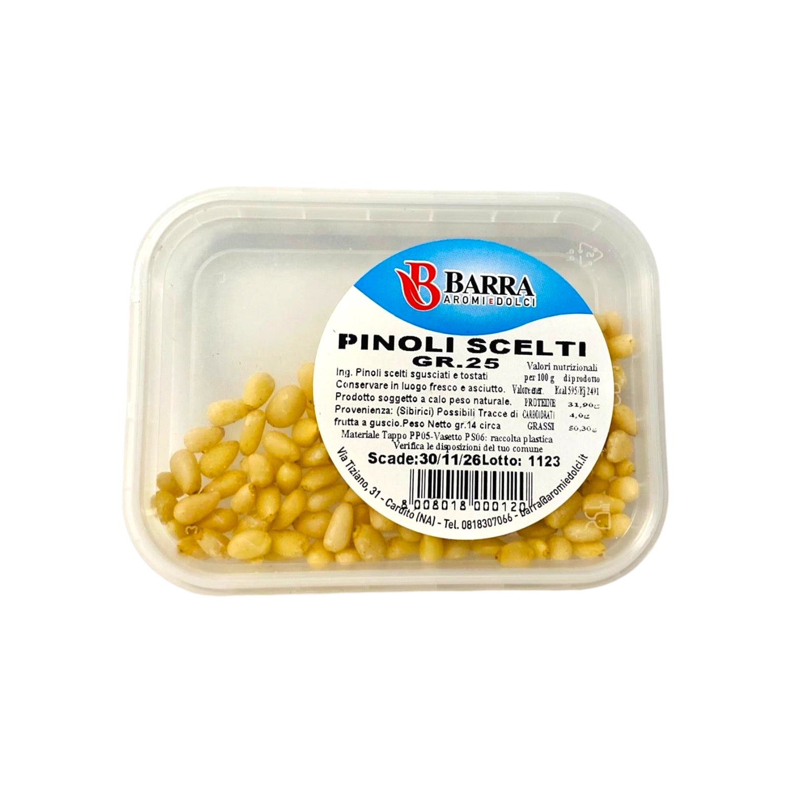 Barra Pinoli Scelti - Pine Nuts
Plastic box 25g