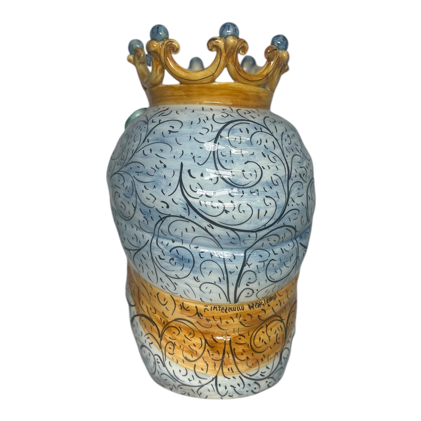 Couple of Teste di Moro With Crown 37cm Caltagirone Ceramic