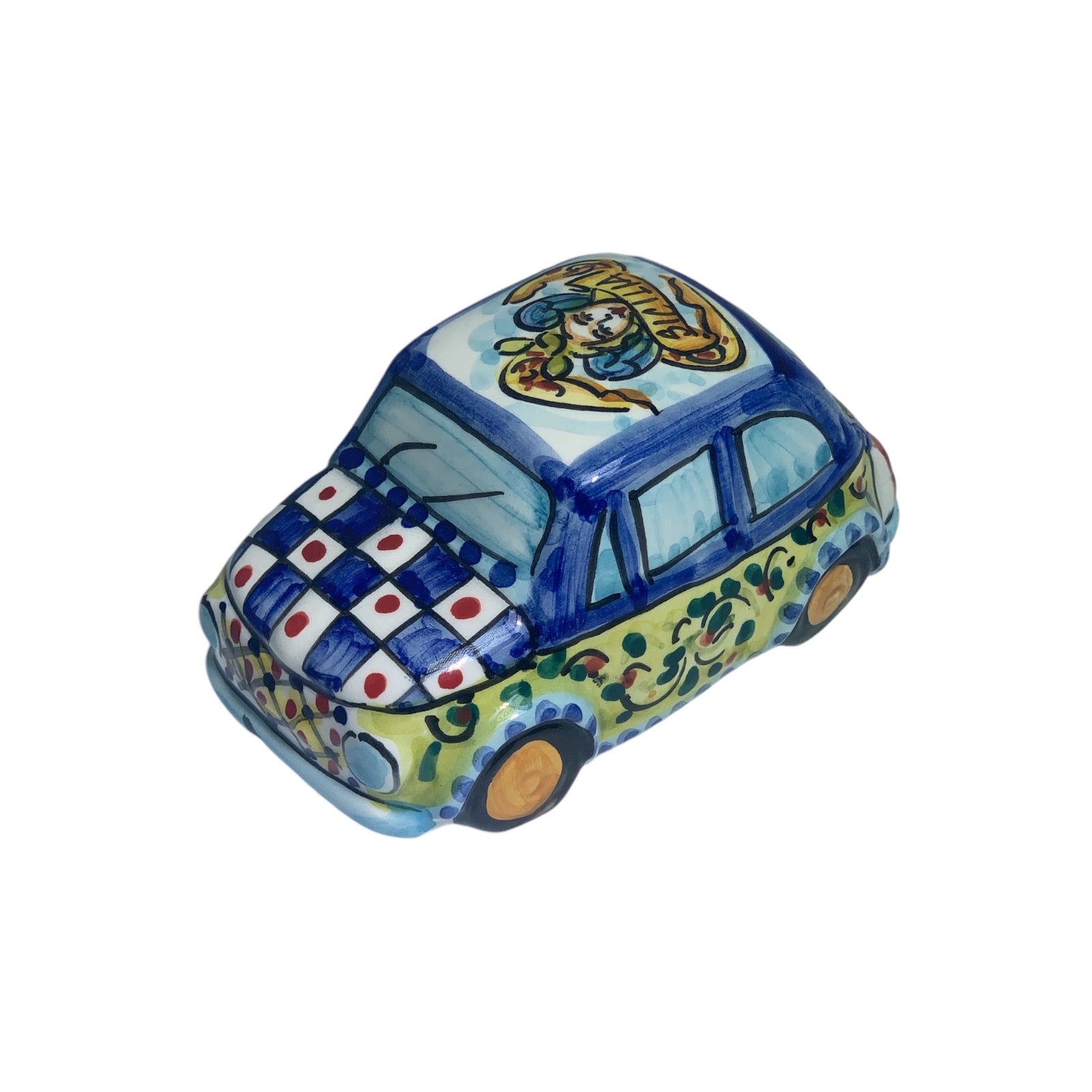 Fiat 500 Vehicle in Ceramic from Caltagirone 11x6x5.5