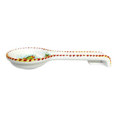 Large Caltagirone Ceramic Spoon rest With Lemon and Sicilian Wheel Cart L 30 x 13 cm approx