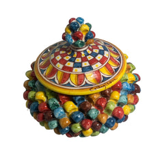 Sicilian pine cone biscuit jar or jewelery box, Caltagirone ceramic Ø 20cm