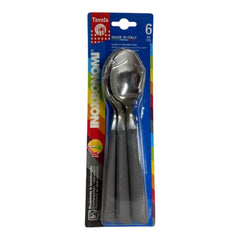 Inoxbonomi 6 Spoons Set -Stainless Steel Cutlery Kitchen Dinnerware Spoons Gray