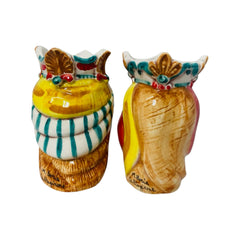 Sicilian Moor heads Crown and Turban (couple) h 13 / 14 cm approx. Caltagirone Ceramic