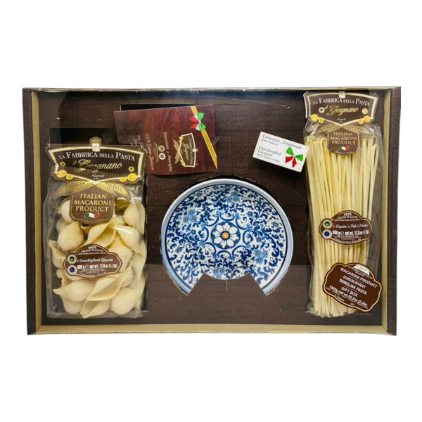 Gift Box Fabbrica della Pasta Conchiglioni And Linguine With one Ceramic Plate