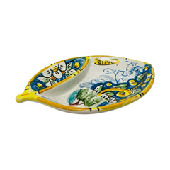 Caltagirone Ceramic Olive Appetizer Dish - L 20 x 13 cm approx