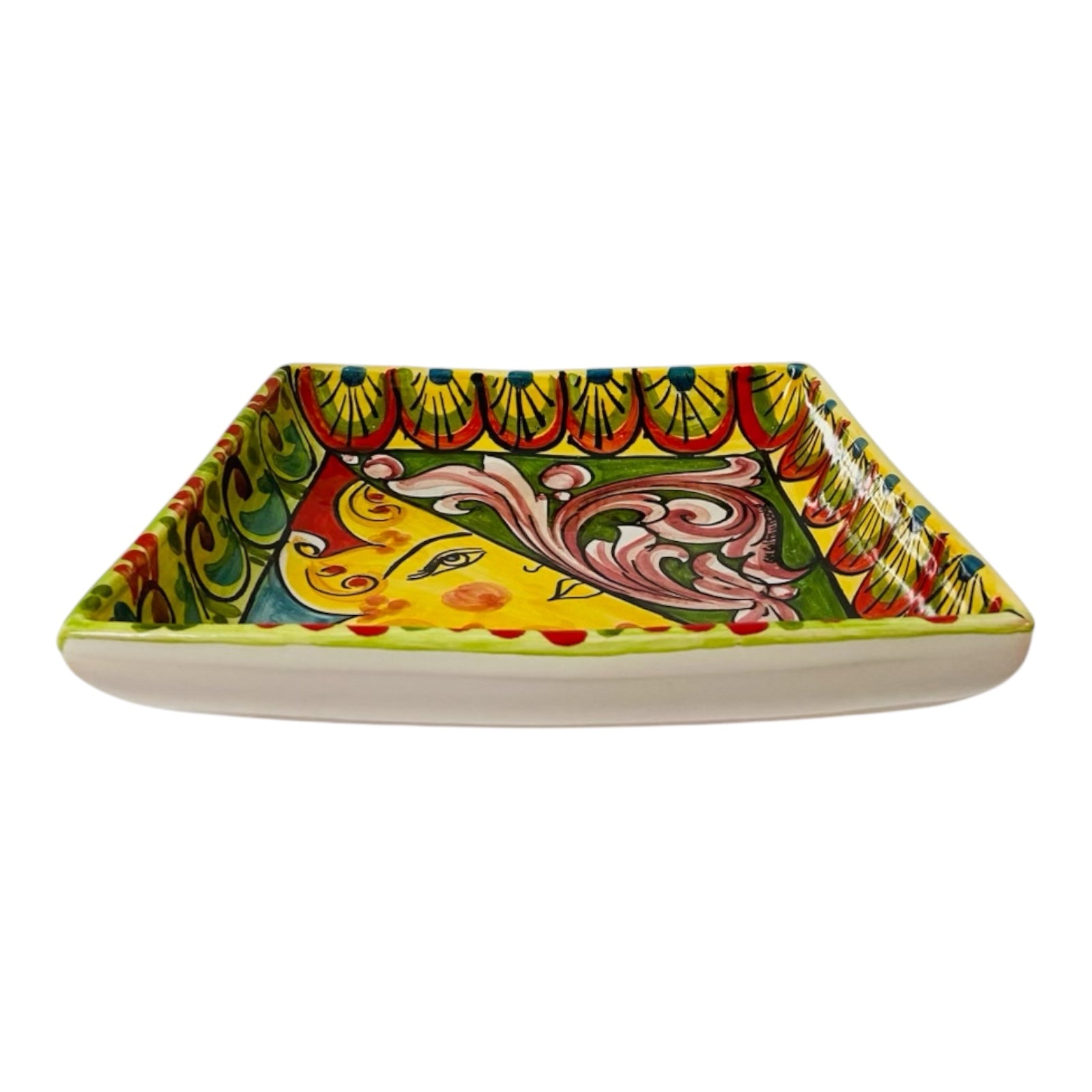 Pocket Emptier bowl With Sun in Caltagirone Ceramic , l 20 x 20 cm approx.