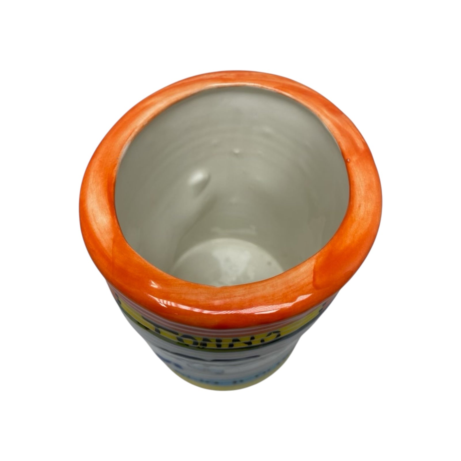 Vintage Jar Shaped Spoon Holder, Crushed Effect, Sicilian Ceramic 18cm