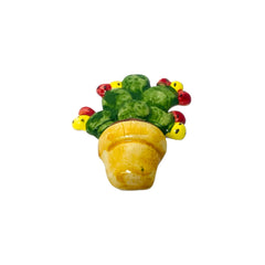 Magnet jar with prickly pear shovel in Sicilian ceramic entirely made and decorated by hand