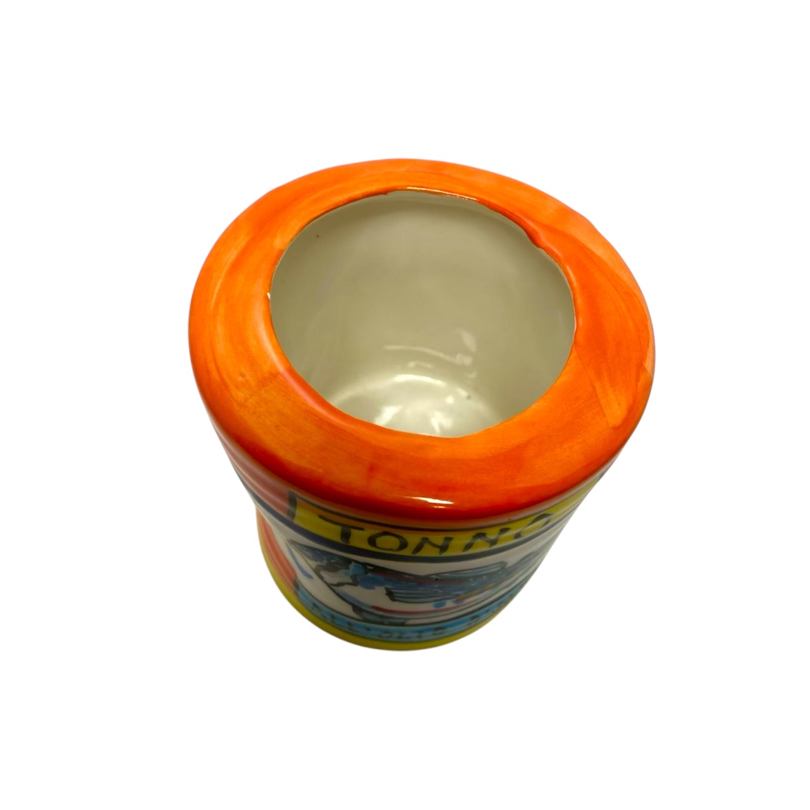 Vintage Jar Shaped Spoon Holder, Crushed Effect, Sicilian Ceramic 10cm