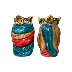 Sicilian Moor heads Crown and Turban (couple) h 13 / 14 cm approx. Caltagirone ceramic