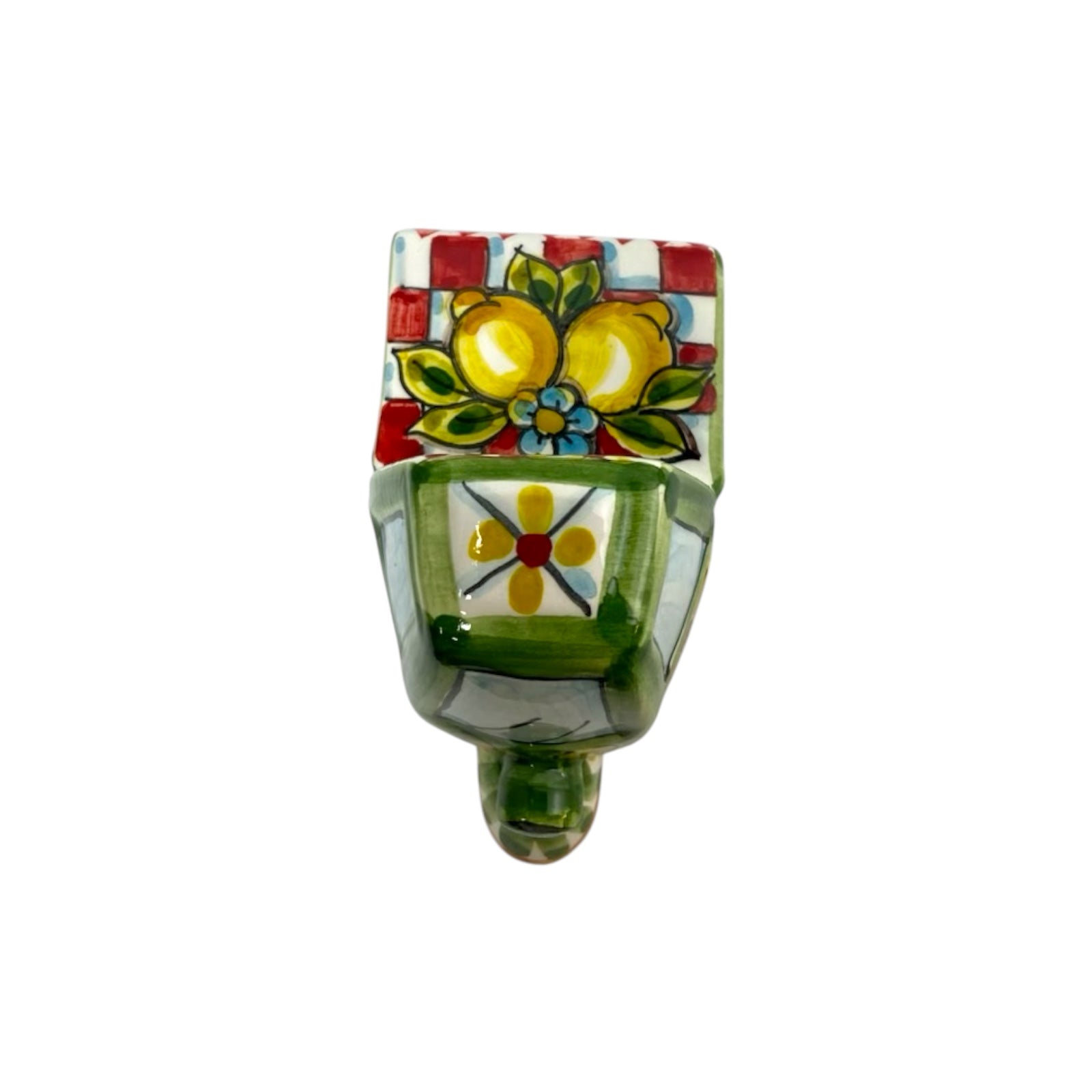 Moto Ape vehicle in Caltagirone ceramic, Green Color L 10 cm approx.