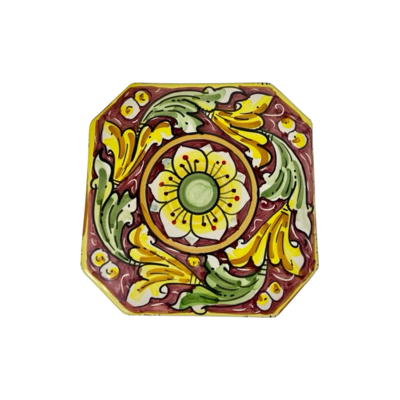 Caltagirone ceramic trivet Bordeaux approx. 16 x 16 cm