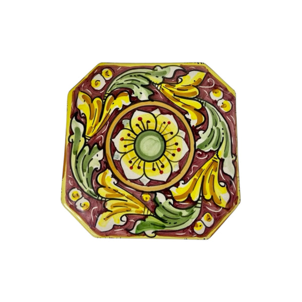 Caltagirone ceramic trivet Bordeaux approx. 16 x 16 cm