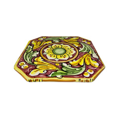 Caltagirone ceramic trivet Bordeaux approx. 16 x 16 cm