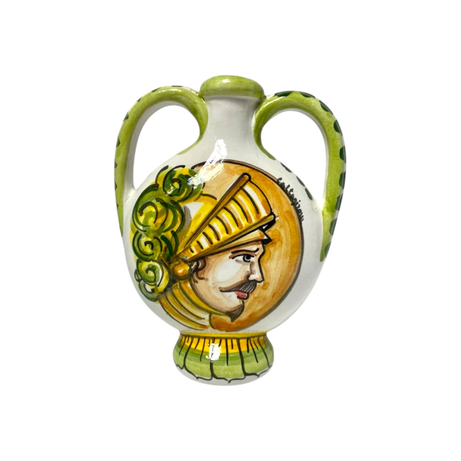 Amphora with handles in Caltagirone ceramic, h 14 x 11cm approx